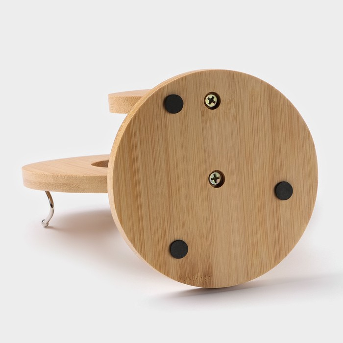 Набор чайный керамический на деревянной подставке &laquo;Эстет&raquo;, 6 предметов: 2 чашки 200 мл, 2 подставки 9,5 см, 2 ложки, цвет белый