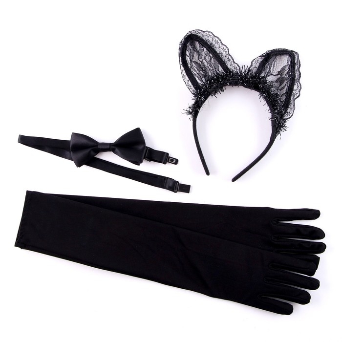 Карнавальный набор &laquo;Мяу&raquo; (ободок + ушки + перчатки + бабочка)