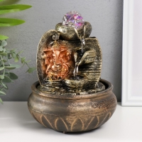 Фонтан настольный от сети, подсветка "Золотой Ганеша у природного фонтана" 20,5х15х15 см Фонтан настольный от сети, подсветка "Золотой Ганеша у природного фонтана" 20,5х15х15 см
