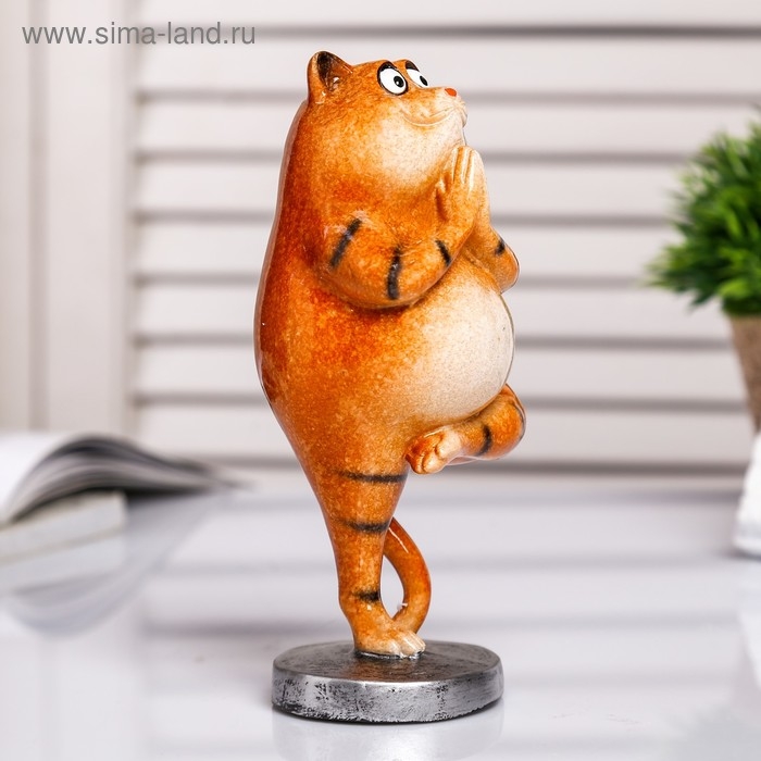 Сувенир полистоун лак "Котик в позе дерева" 15,5х7х6 см