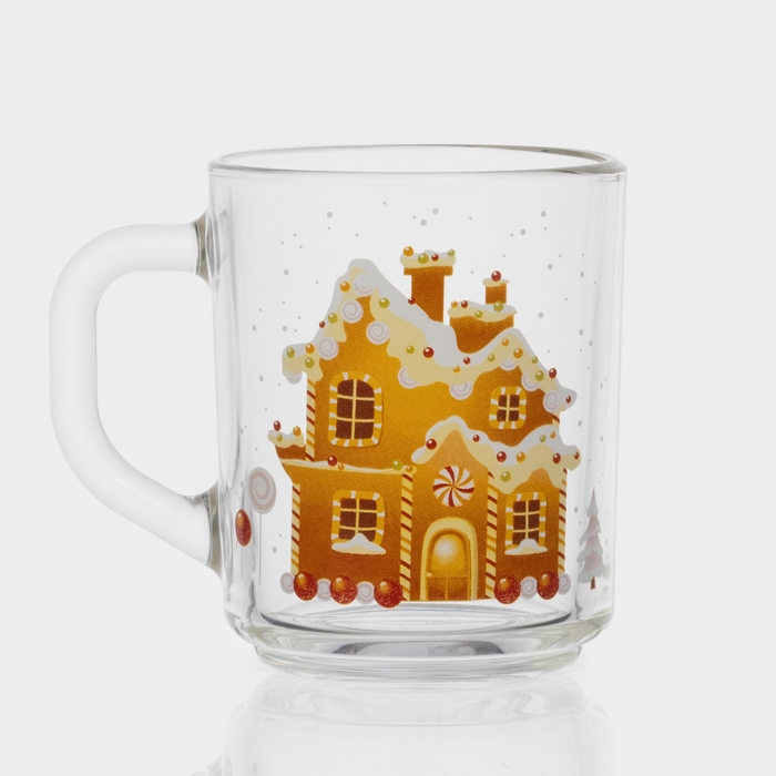 Кружка стеклянная чайная &laquo;Пряничный домик&raquo;, 200 мл