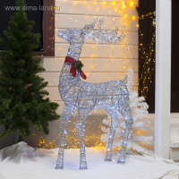 Светодиодная фигура &laquo;Олень серебристый&raquo; 70 &times; 120 &times; 30 см, металл, 220 В, свечение белое