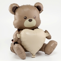 Шар фольгированный 26" &laquo;Сливочный мишка с сердцем&raquo;, под воздух