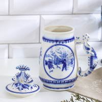 Кружка пивная "Жанровая. Охота", гжель Кружка пивная "Жанровая. Охота", гжель