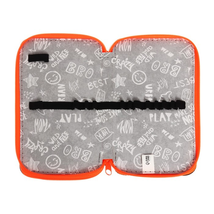 Пенал 2 секции 110*190 ткань ПКТ 11-42 "Чёрный-ярко-оранжевый" 56329