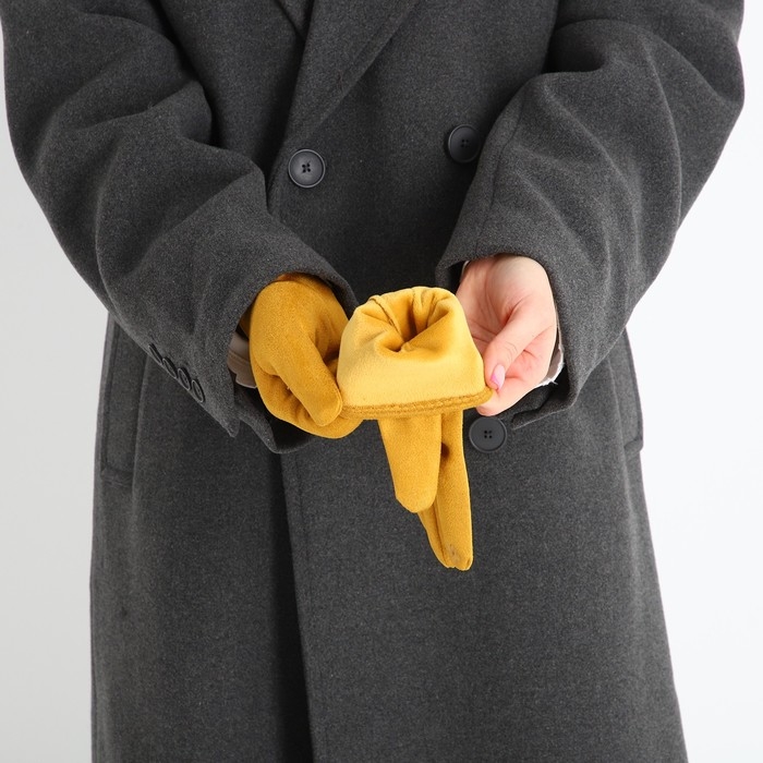 Перчатки женские, безразмерные, без утеплителя, цвет горчичный Перчатки женские, безразмерные, без утеплителя, цвет горчичный