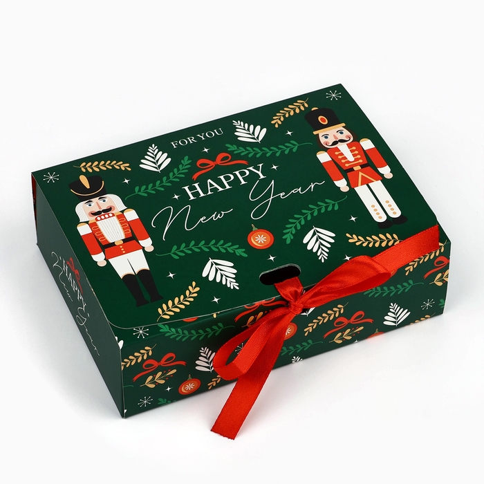 Коробка подарочная новогодняя складная двухсторонняя &laquo;Щелкунчик&raquo;, 16.5 х 12.5 х 5 см, БЕЗ ЛЕНТЫ, Новый год