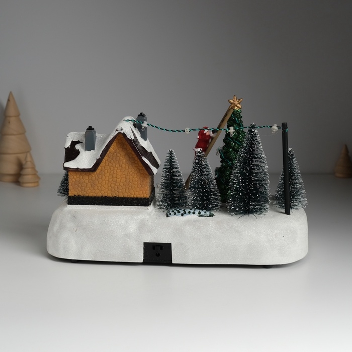 Сувенир пластик световой Сувенир пластик световой "Дед Мороз украшает ёлочку" крутится 26,5х16х17,5 см