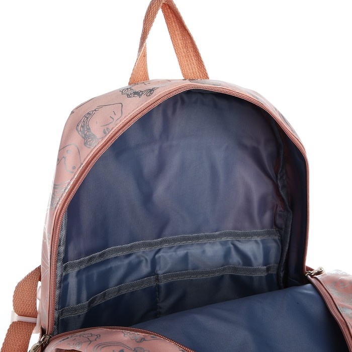 Рюкзак школьный из текстиля на молнии, 4 кармана, цвет розовый Рюкзак школьный из текстиля на молнии, 4 кармана, цвет розовый