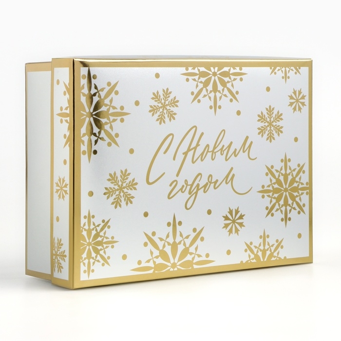 Коробка подарочная новогодняя складная &laquo;Снежинки&raquo;, 21 х 15 х 7 см, Новый год