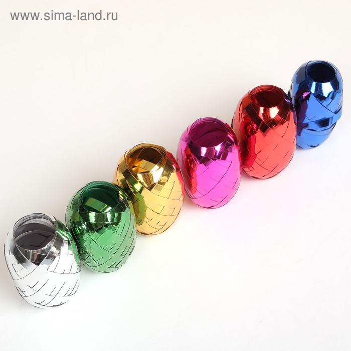 Лента упаковочная глянцевая, ассорти, набор 6 шт., 0,5 см х 10 м