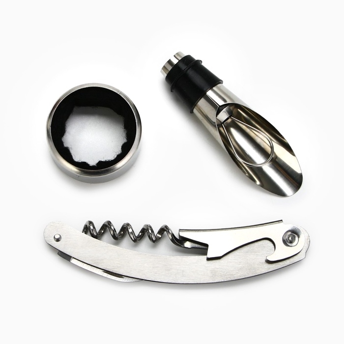 Подарочный набор для вина мини: аэратор, штопор, каплеуловитель для бутылки вина &laquo;Wine&raquo;, 20 х 10 см