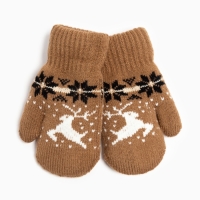 Новый год. Варежки детские, цвет коричневый, размер 14 (4-6 лет) Новый год. Варежки детские, цвет коричневый, размер 14 (4-6 лет)