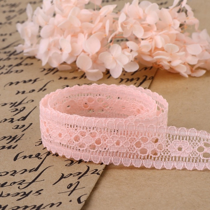 Кружево капроновое, 22 мм × 10 ± 1 м, цвет нежно-розовый Кружево капроновое, 22 мм × 10 ± 1 м, цвет нежно-розовый