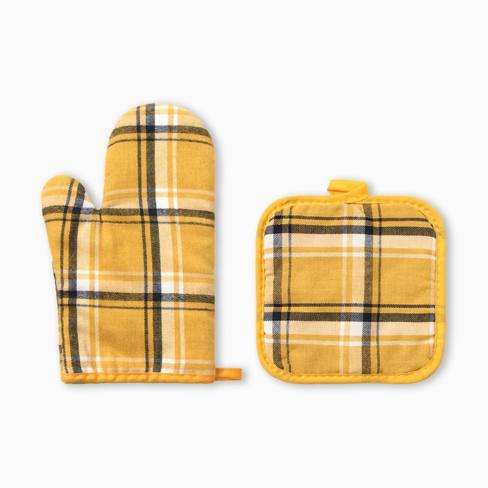 Кух.набор 2 пр. Этель Клетка цв.желтый прих.17*17см, варежка-прихв. 26*16см,100%п/э Кух.набор 2 пр. Этель Клетка цв.желтый прих.17*17см, варежка-прихв. 26*16см,100%п/э
