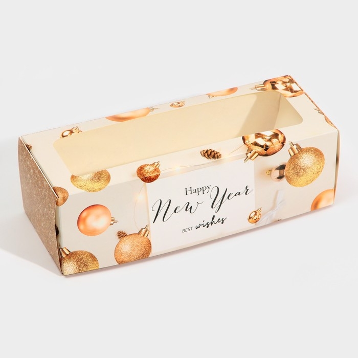 Коробка для кондитерских изделий с окном &laquo;Шары&raquo;, 26 х 10 х 8 см, Новый год