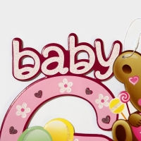 Декоративное украшение (подвеска) "Baby Girl" 30х25 см, цв. розовый Декоративное украшение (подвеска) "Baby Girl" 30х25 см, цв. розовый