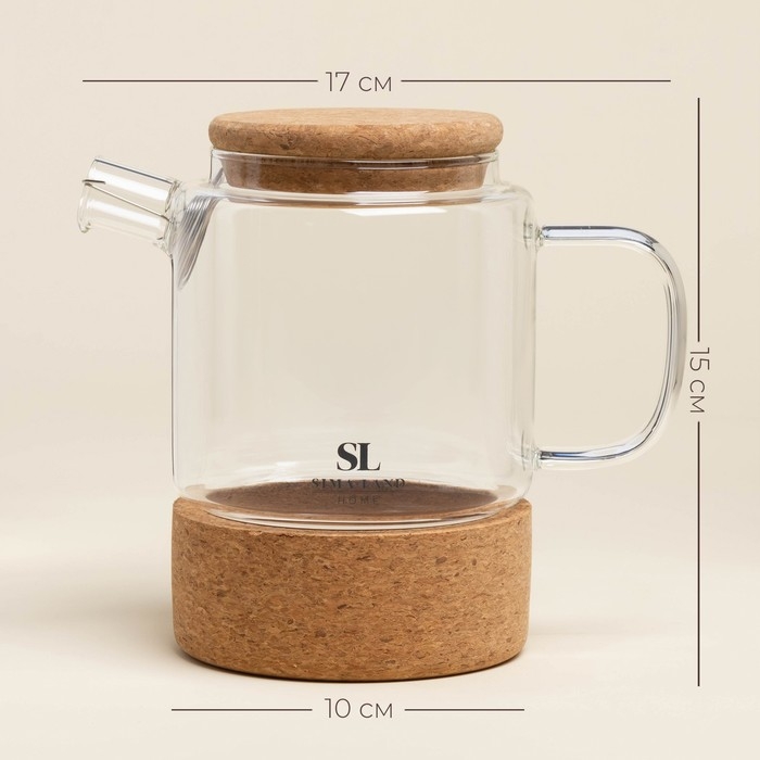 Чайник заварочный на пробковой подставке с крышкой Чайник заварочный на пробковой подставке с крышкой "Алькорноке" 600 мл, 17х10х15 см