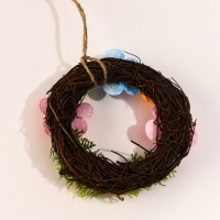 Венок подвеска на пасху с цветочками, 12 см Венок подвеска на пасху с цветочками, 12 см