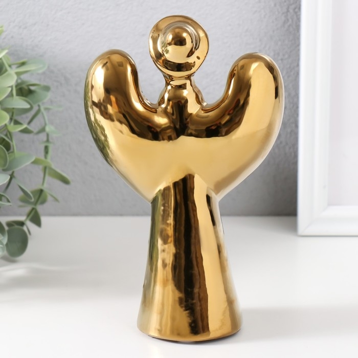 Подсвечник керамика на 1 свечу Подсвечник керамика на 1 свечу "Ангел с нимбом" d=4 см золото 11,5х10х18,5 см