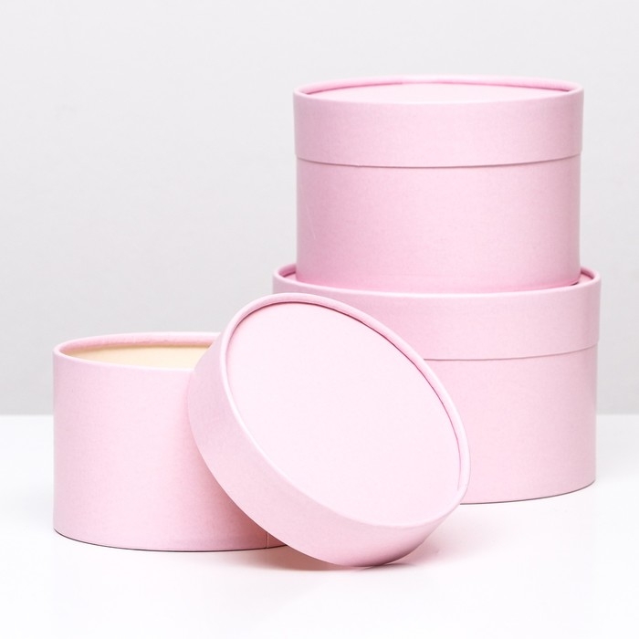 Набор шляпных коробок 3 в 1, розовый, 16 х 10,14 х 9,13 х 8,5 см