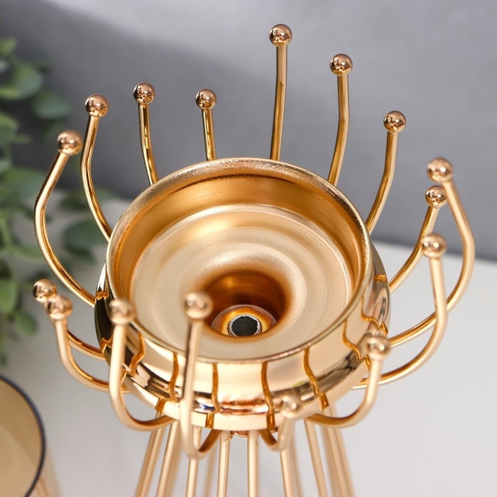 Подсвечник металл на 1 свечу Подсвечник металл на 1 свечу "Каркас с золотыми шариками" золото 37х12х12 см