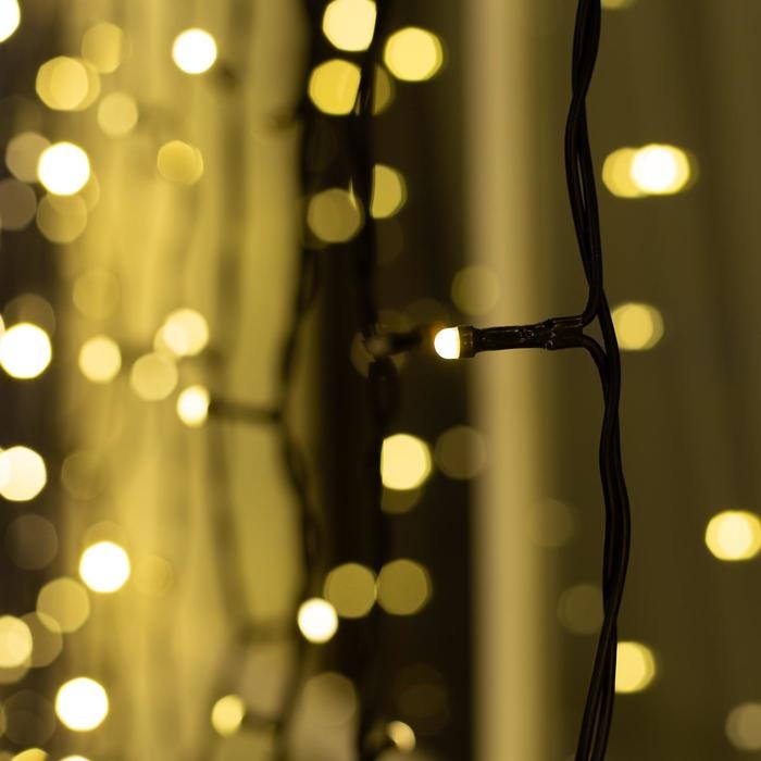 Гирлянда «Занавес» 2 × 3 м, IP44, УМС, тёмная нить, 760 SMD-LED, свечение тёплое белое, 220 В Гирлянда «Занавес» 2 × 3 м, IP44, УМС, тёмная нить, 760 SMD-LED, свечение тёплое белое, 220 В