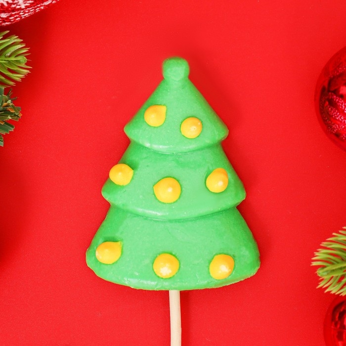 Новый год. Карамель леденцовая на палочке "3D Ёлочка с узорами", 40 г