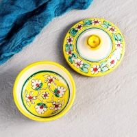 Сахарница Риштанская Керамика "Цветы", 250 мл, желтая Сахарница Риштанская Керамика "Цветы", 250 мл, желтая