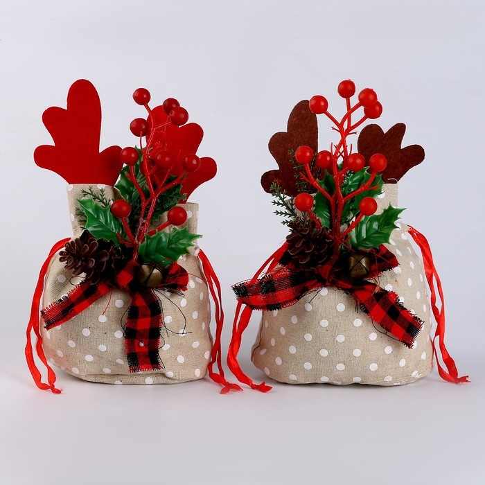 Новый год! Мешок для подарков с рогами, 22 &times; 12 см, виды МИКС