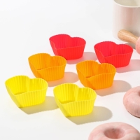 Набор форм для выпечки Доляна «Риб.Сердце», силикон, 7×3×6 см, 6 шт, цвет МИКС Набор форм для выпечки Доляна «Риб.Сердце», силикон, 7×3×6 см, 6 шт, цвет МИКС