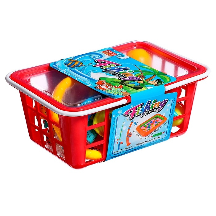 Рыбалка &laquo;Волна приключений&raquo; в корзине: 1 удочка, 1 сачок, 20 рыбок, МИКС
