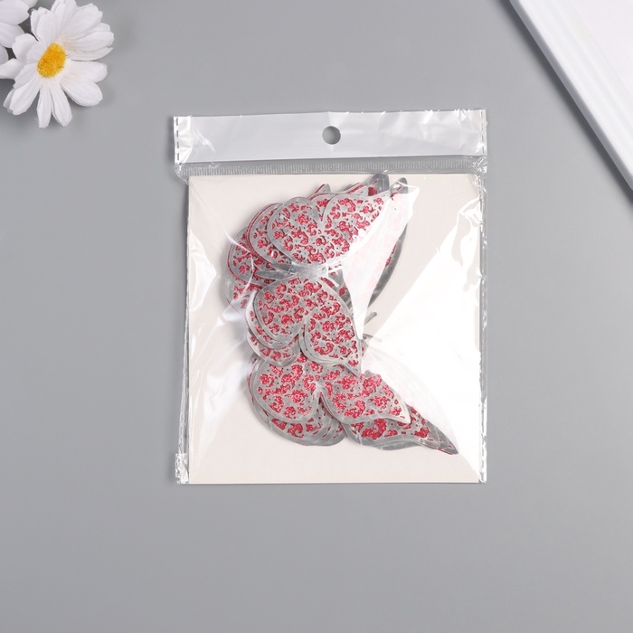 Наклейка бумага, пластик "Цветочные красные бабочки" блёстки набор 12 шт 12 см, 10 см 8 см   1052425