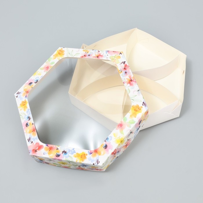 Коробка кондитерская складная, упаковка &laquo;Цветы для тебя&raquo;, 23 х 23х 4 см