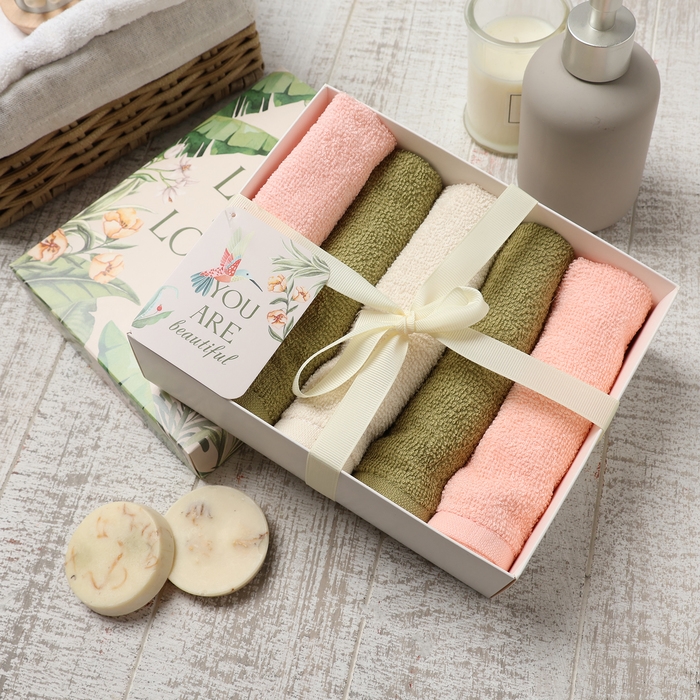 Набор махровых салфеток Botanic 30х30 см -5шт, 100% хл, 340гр/м2 Набор махровых салфеток Botanic 30х30 см -5шт, 100% хл, 340гр/м2