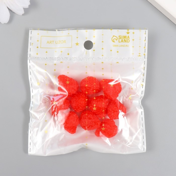 Декор для творчества PVC "Ягода клубника" набор 10 шт 1,6х1,6х1,9 см