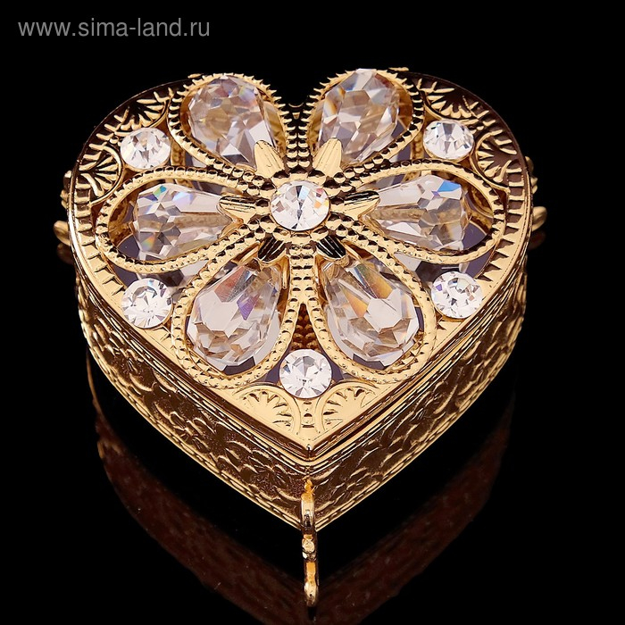 Шкатулка &laquo;Грация&raquo;, с бархатом, 6,8&times;6,2&times;4.6 см, с кристаллами