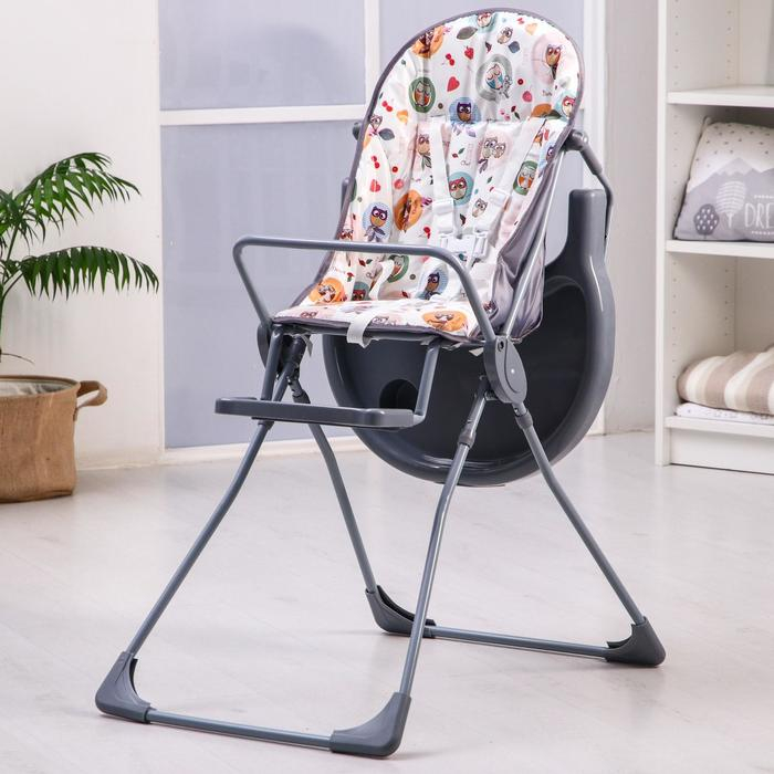 Стульчик для кормления Selby 152 &laquo;Совы&raquo;, цвет серый