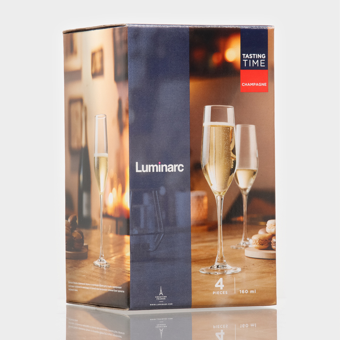 Набор стеклянных бокалов для шампанского «Время дегустаций. Шампань», 160 мл, 4 шт Набор стеклянных бокалов для шампанского «Время дегустаций. Шампань», 160 мл, 4 шт