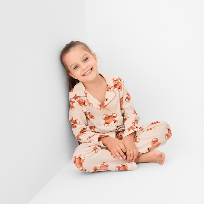 Пижама детская (рубашка и брюки) KAFTAN Пижама детская (рубашка и брюки) KAFTAN "Мишка", р.34 (122-128)