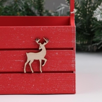 Кашпо деревянное 25х15х30 см, "Новый год. Олень", красный