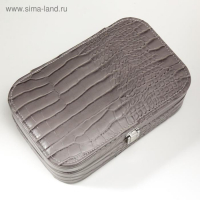 Шкатулка кожзам для украшений "Кожа питона" серая матовая 7х22,5х14,5 см