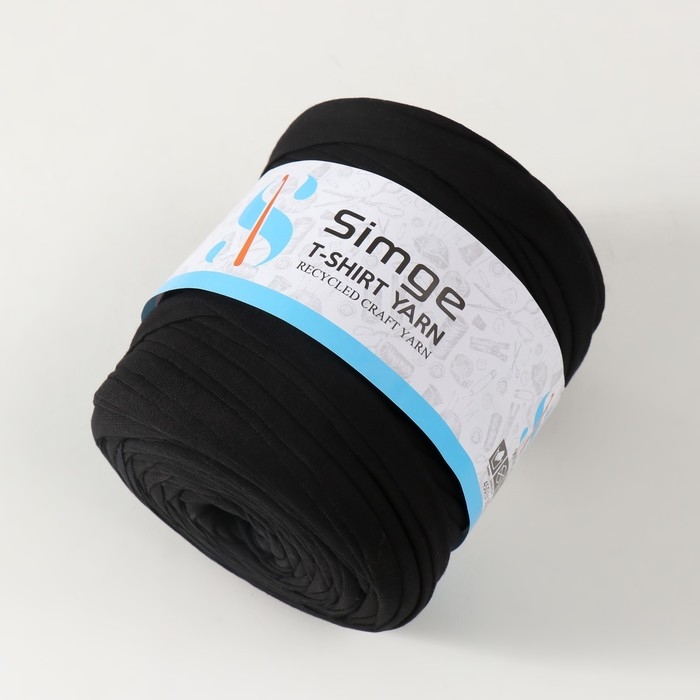 Трикотажная пряжа вторичная 90% хлопок,10% п/э, 100м/450&plusmn;50 гр черный)