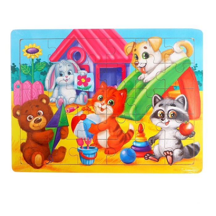 Пазл большой &laquo;Весёлые зверята&raquo;, 30 элементов, размер детали: 6 &times; 5 см