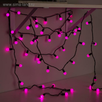 Гирлянда &laquo;Нить&raquo; 20 м с насадками &laquo;Шарики 1.5 см&raquo;, IP44, тёмная нить, 200 LED, свечение розовое, 8 режимов, 220 В