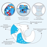Трусики-подгузник, многоразовый, «Монстрики», Крошка Я Трусики-подгузник, многоразовый, «Монстрики», Крошка Я