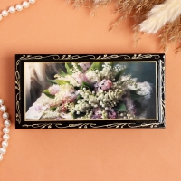 Шкатулка &laquo;Букет ландыши с сиренью&raquo;, черная, 8,5&times;17 см, лаковая миниатюра