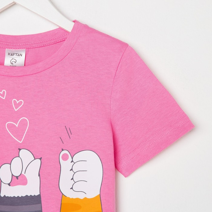Футболка детская KAFTAN Футболка детская KAFTAN "Лапуля" р.38 (146-152), розовый