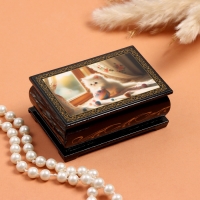 Шкатулка &laquo;Котенок&raquo;, черная, 6&times;9 см, лаковая миниатюра