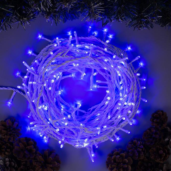 Гирлянда &laquo;Нить&raquo; 20 м, IP44, белая нить, 200 LED, свечение синее, 8 режимов, 220 В